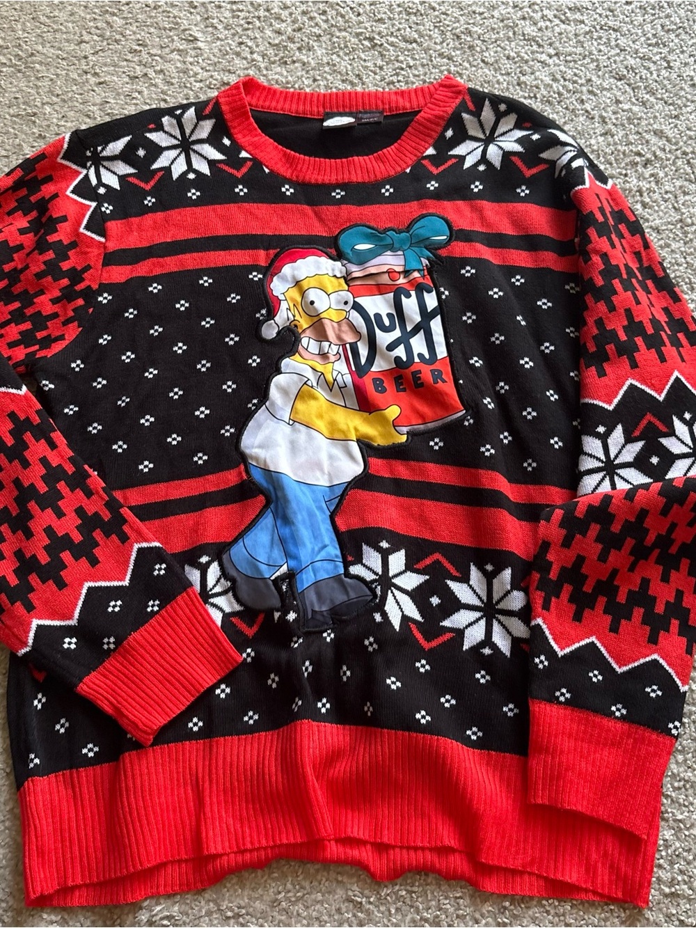 The Simpson’s Ugly Christmas Sweater Small Duff Beer Homer